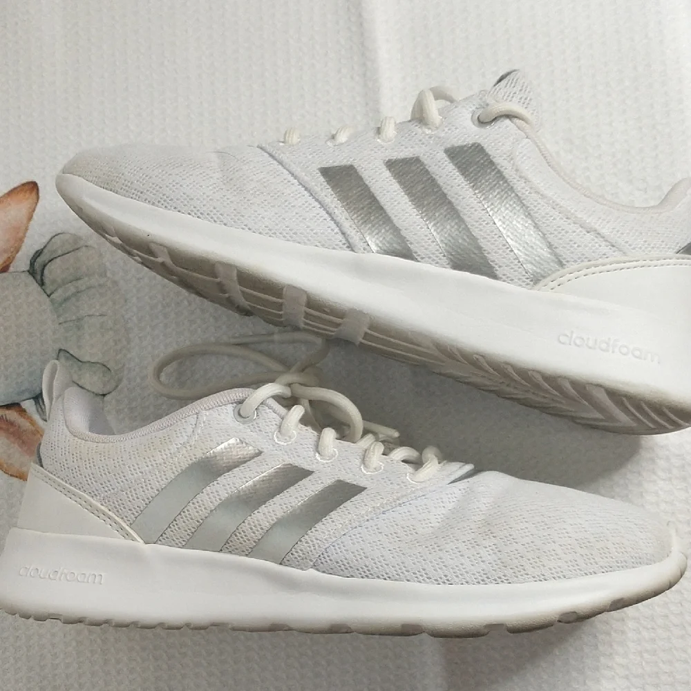 Adidas Cloudfoam "Super" White & Gray Ladies Size 7.5 Running Shoes. VGC. (H&J) - Picture 5 of 11